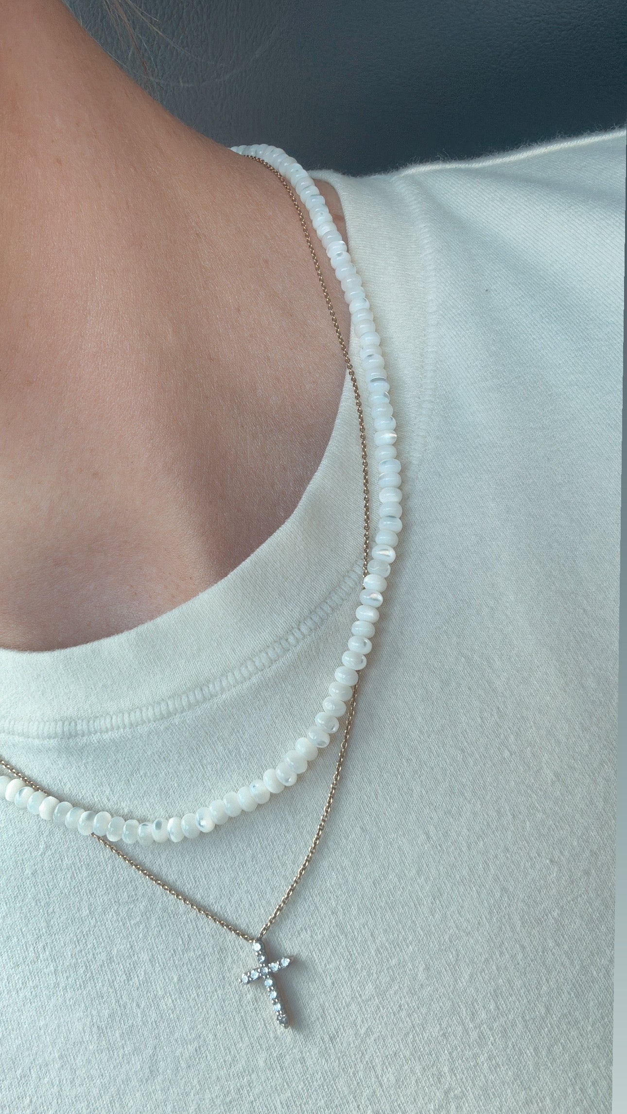 THE MOTHER OF PEARL BEADED NECKLACE – ERICA WOOLSTON
